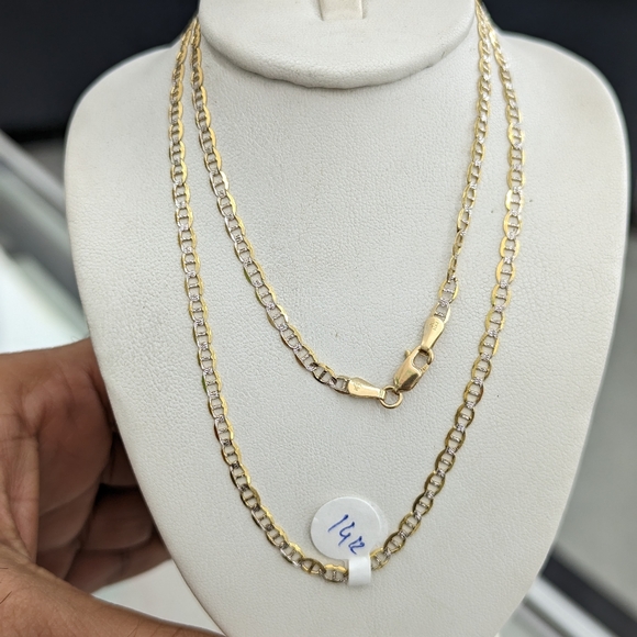14kt real solid gold mariner diamond cut style chain